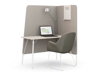 Workspace with a gray screen.