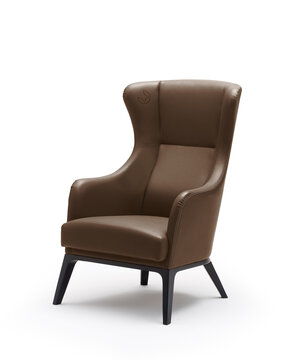 Brown wing chair.