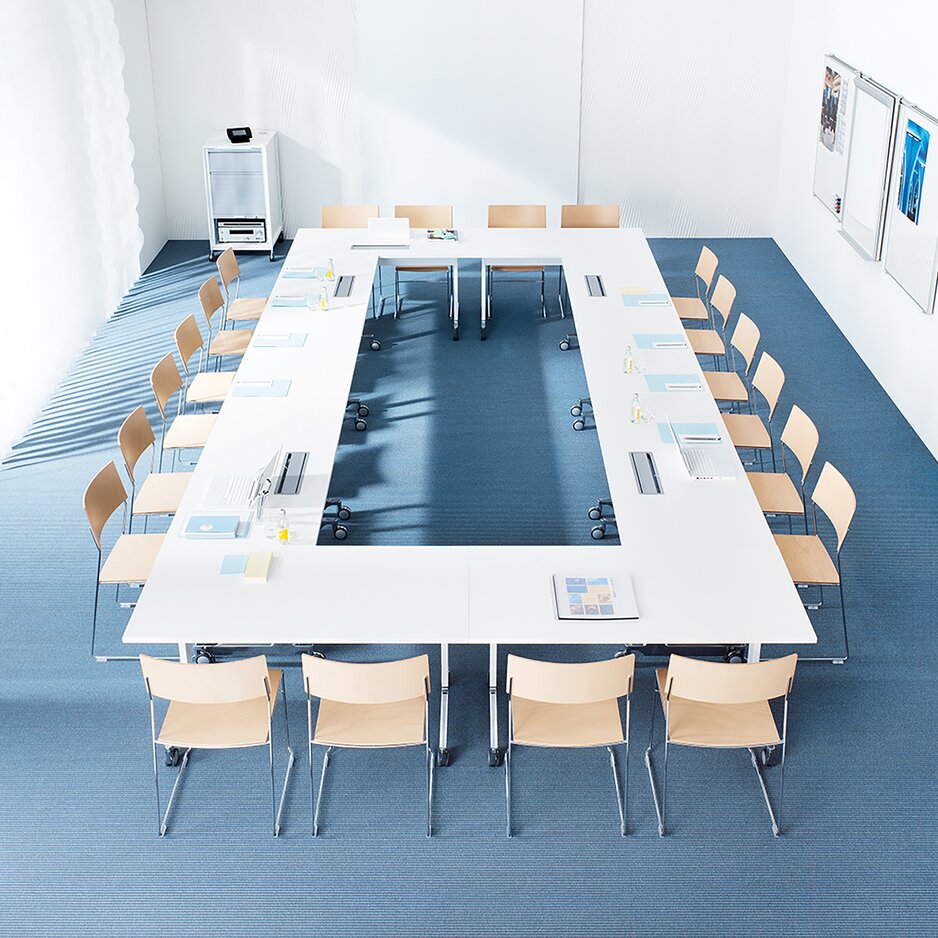 Table system in a conference room.