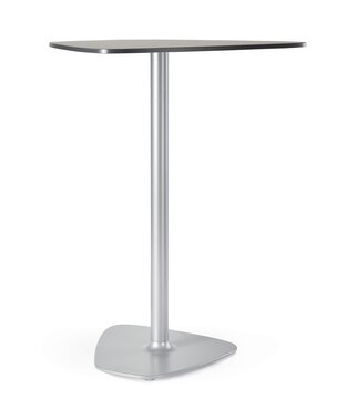 une table haute avec plateau noir et pied gris élox