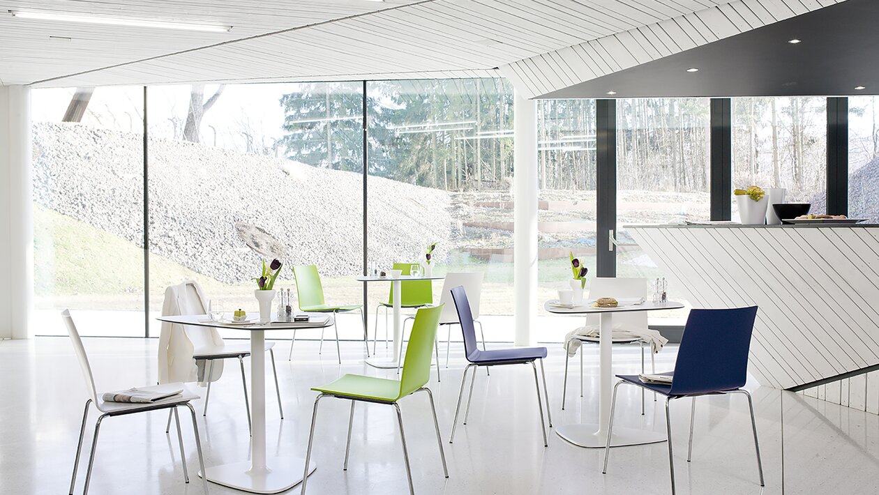 Chairs with bistro tables at a café