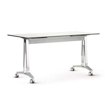 table pliante sur roulettes avec piètement forme C