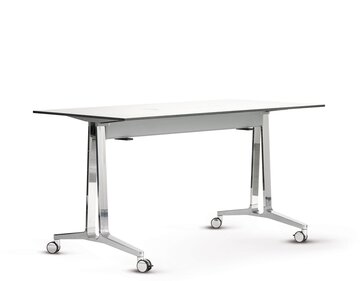 table pliante sur roulettes avec piètement forme T