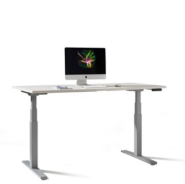 Electrically height adjustable office desk.