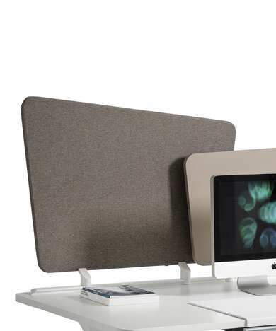Detailed view of the screens on an office desk.