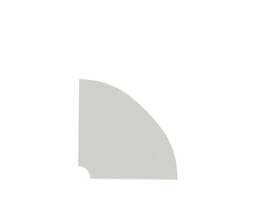 Kwartcirkelvormig tafelblad van bovenaf gezien