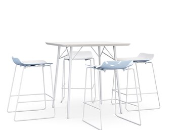 Table with four barstools.