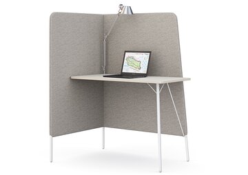 Workspace with a gray screen.