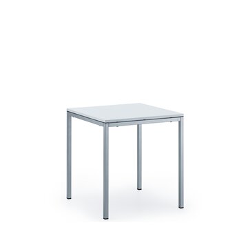 White square table.