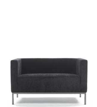 Black 2-seater bench.