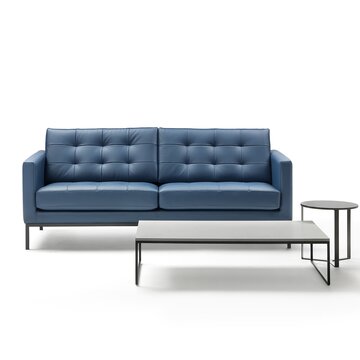 Blue 2-seater bench.