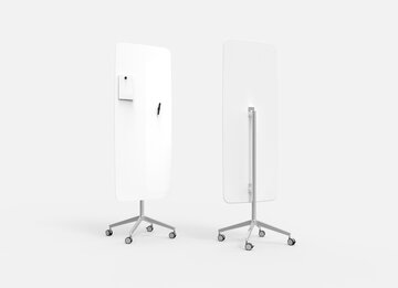 Two white glass writing boards.