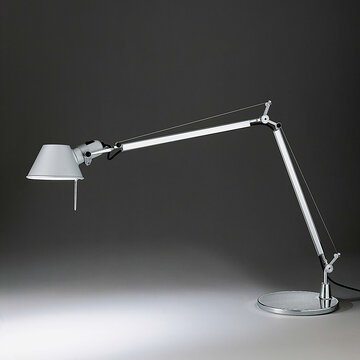 Gray table lamp.