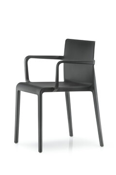 Black outdoor chair with armrest.