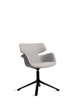 Black shell chair with full upholstery and four legs