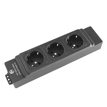 Black recessed power strip.