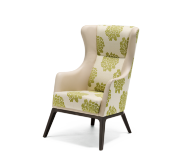 un bergère à oreilles avec  revêtement vert/blanc floral sur fond transparent