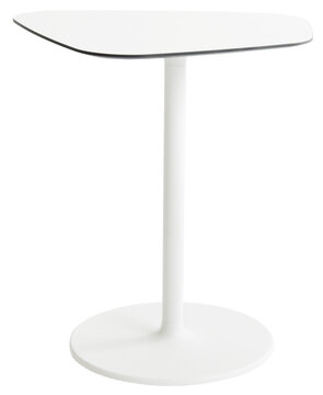 une table blanche asymmétrique sur pied blanc