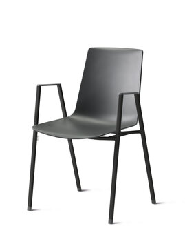 Black frame linking chair with armrest.