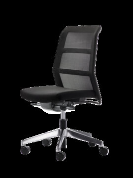 zwarte bureaustoel met netbespannen rugleuning