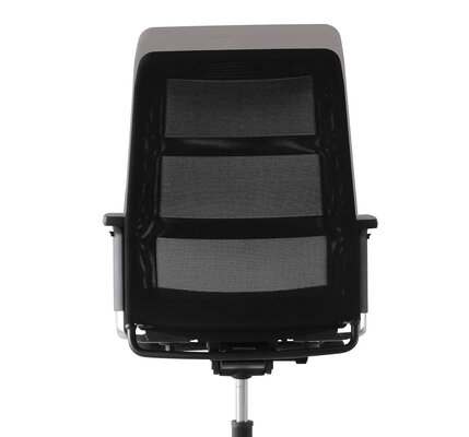 Adaption of the backrest of a black swivel chair.