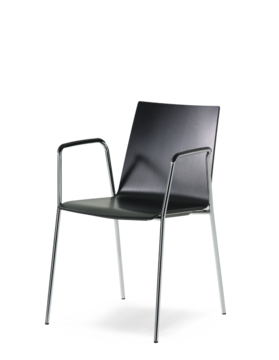 Black row chair with armrest.