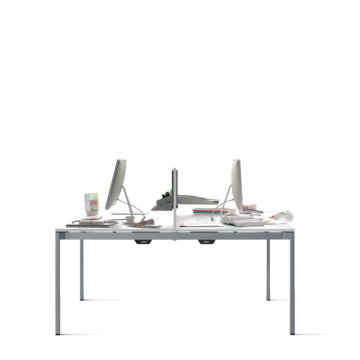 bureautafel voor twee personen met scheidingsschot in het midden op een transparante achtergrond