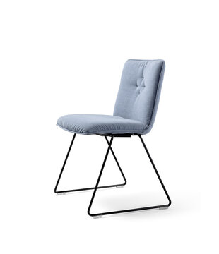Blue padded skid-base chair.