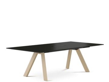 Wooden tabletop with black legs
