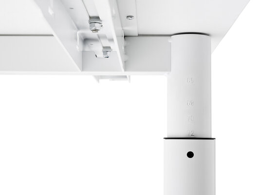 Detailed view of the height adjustable office desk.