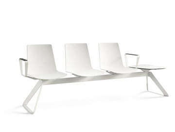White  three-seater bench with service table.