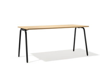 Folding table with black round feet.