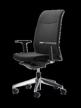 paro_2 swivel chair Black swivel chai with padded seat and back.