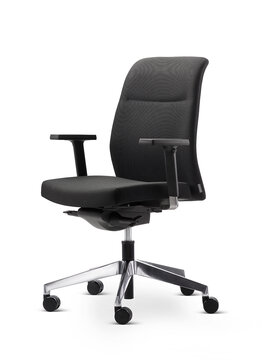 paro_2 swivel chair Black swivel chair with padded seat and back.