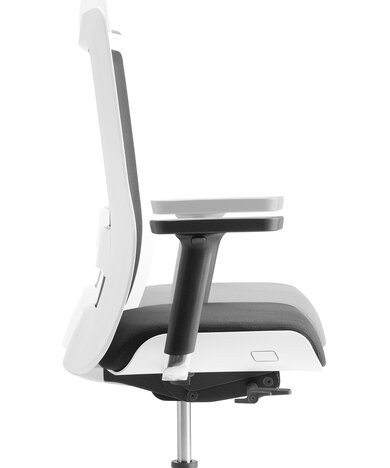 Seat height adjustment of a swivel chair.