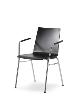 chaise 4 pieds avec accoudoirs, coque en bois teinté noir