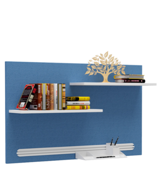 Blue wall panel with accessories