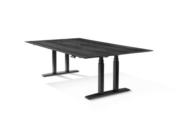 table de conférence noire avec réglage d'hauteur électrique