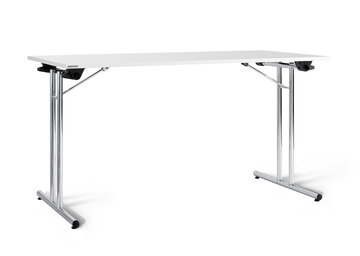 Gray folding table.