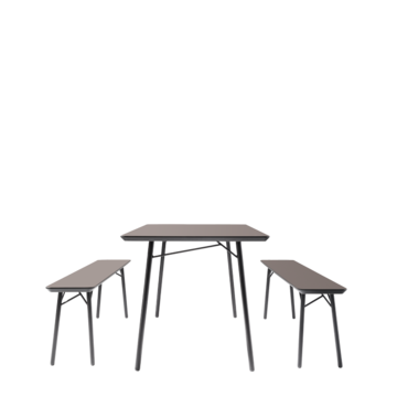 table à bière noire avec bancs noirs  sur fond transparent