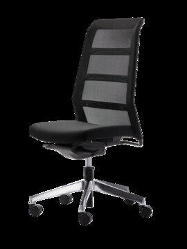 zwarte bureaustoel met hoge netrugleuning