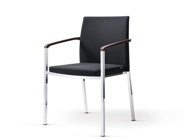 sign_2 stacking chair Black padded stacking chair.