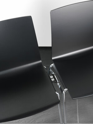 Linking device of black row chairs.