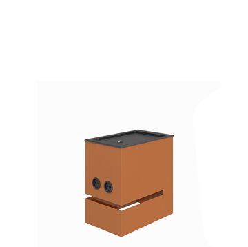 oranje plug-in box met opbergruimte en contactdozen