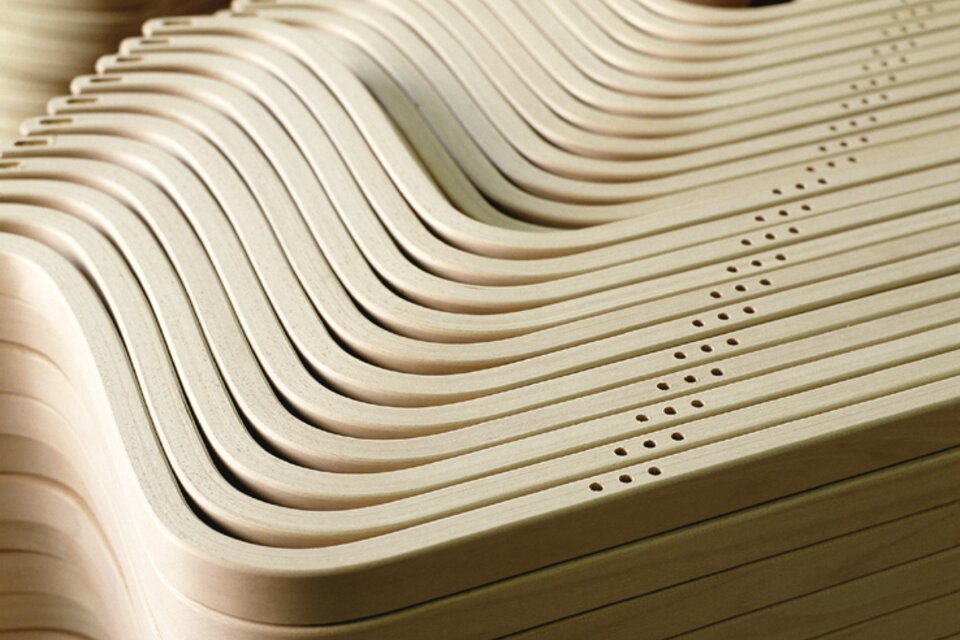 Detailaufnahme von Holzteilen. 