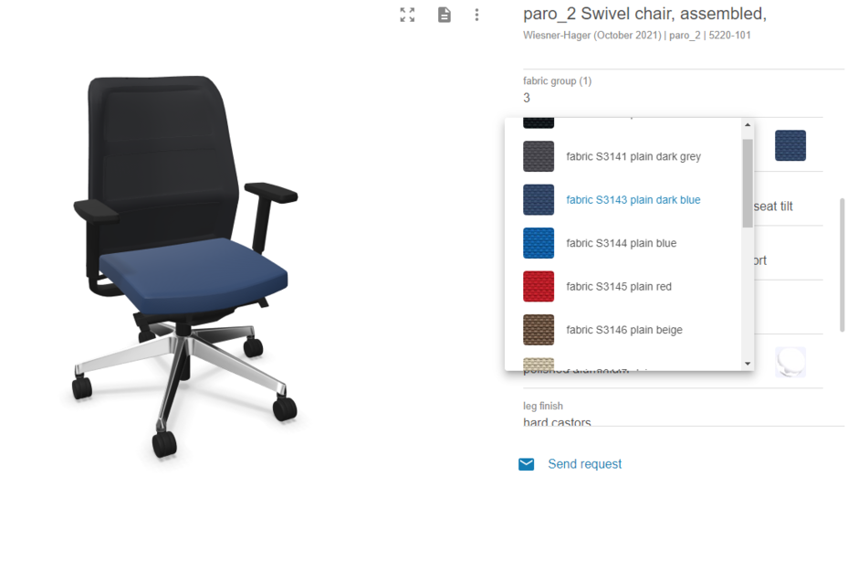 Furniture-configurator Screenshot of a furniture configurator.