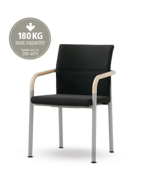 Black padded metal chair.