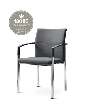 Gray padded metal chair.
