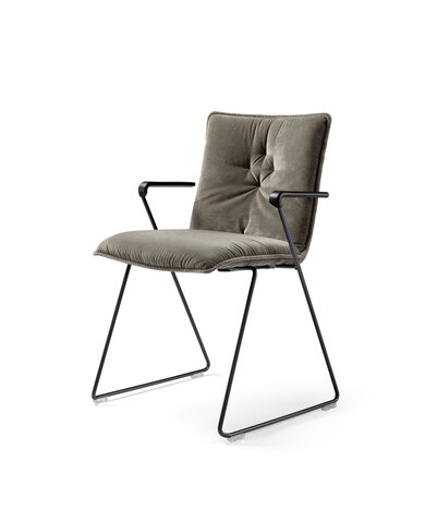 Brown padded skid-base chair.