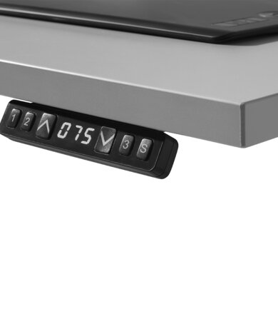 Detailed view of a handset for height adjustable tables.